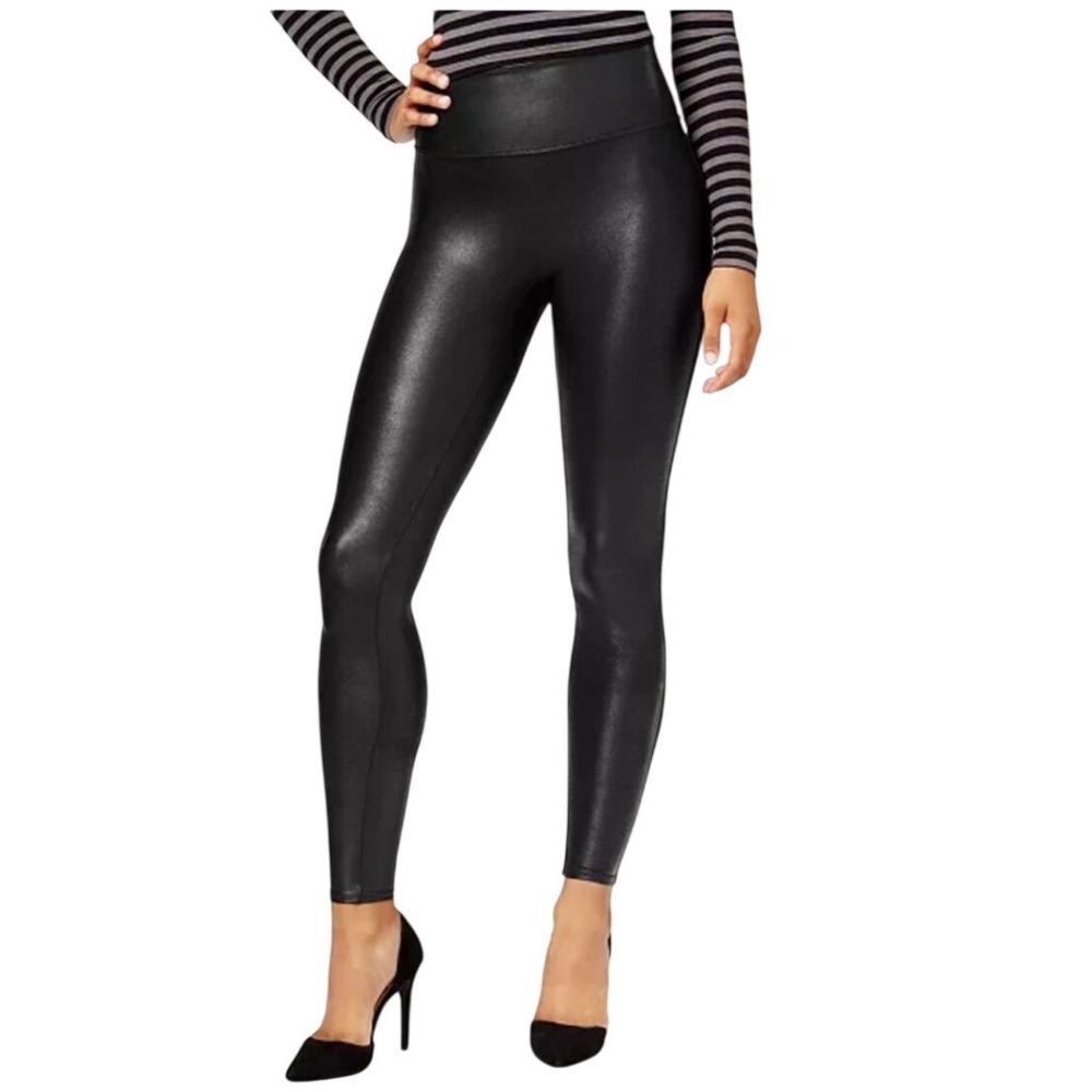 Spanx Faux Leather Leggings Black High Waist Size S